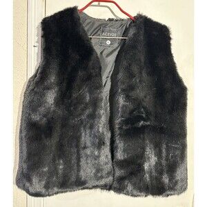 ACEVOG black faux fur vest Size XL
